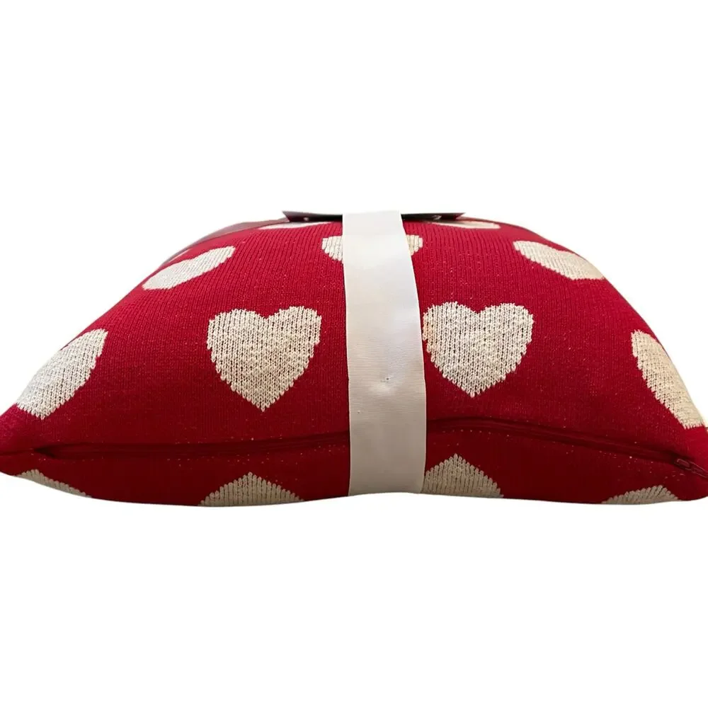 LOVE LETTERS 20x20 Heart Pillow Red and White Valentine's Home Decor NEW